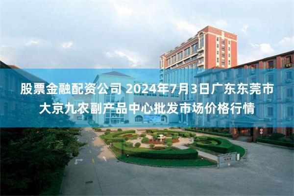 股票金融配资公司 2024年7月3日广东东莞市大京九农副产品中心批发市场价格行情