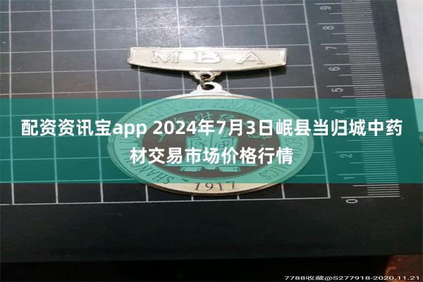 配资资讯宝app 2024年7月3日岷县当归城中药材交易市场价格行情