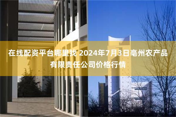 在线配资平台哪里找 2024年7月3日亳州农产品有限责任公司价格行情