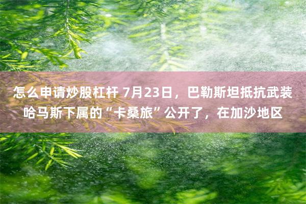 怎么申请炒股杠杆 7月23日，巴勒斯坦抵抗武装哈马斯下属的“卡桑旅”公开了，在加沙地区